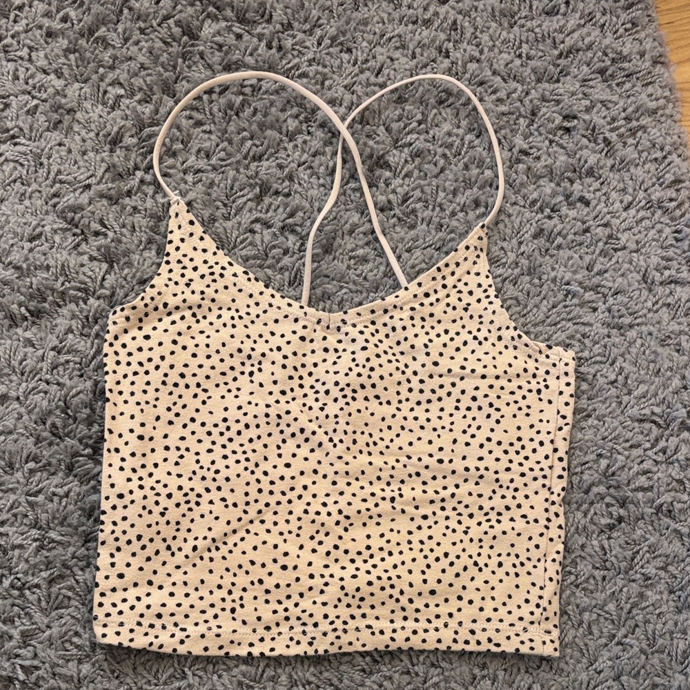 Abercrombie & Fitch Cream Cami with Black Polka Dots